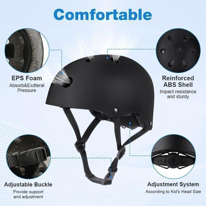 Capacete de ciclismo infantil ajustável de 48 a 56 cm, capacete para meninas e meninos de 3 a 8 anos, capacete de proteção para ciclismo, patins, skate e patinete.