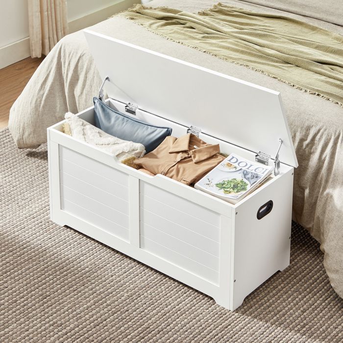 Coffre de Rangement Intérieur VASAGLE - Style Grange - 100 x 40 x 46 cm - Blanc