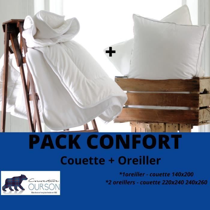 Dekbed en kussens - Teddybeer - 240x260 cm - Microvezel - Gemiddelde warmte - Wit