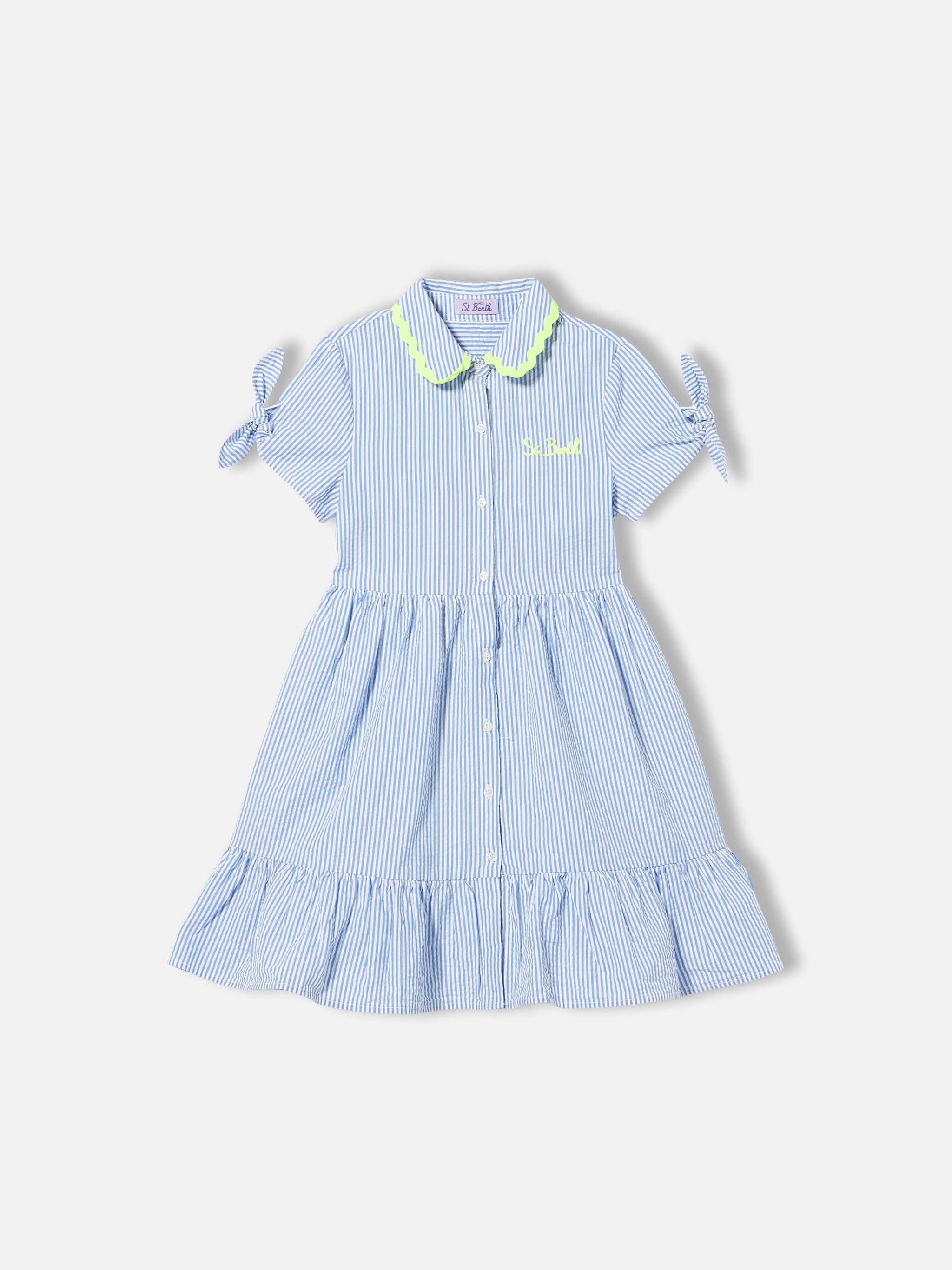 Blauw-wit gestreepte babyjurk