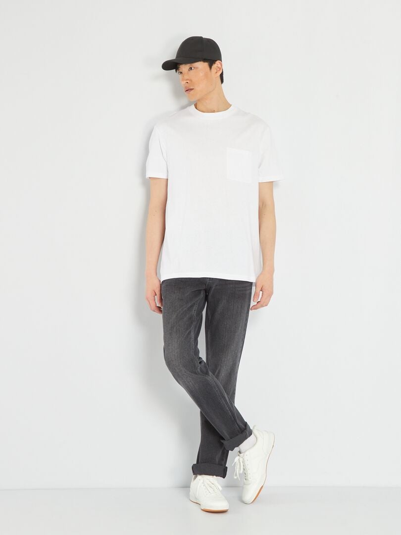 Camiseta de punto holgada con bolsillo - Blanca