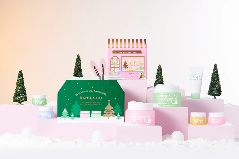 Kit de Natal Banila Co. Clean It Zero Pink Wonderland para uma Limpeza Perfeita da Pele