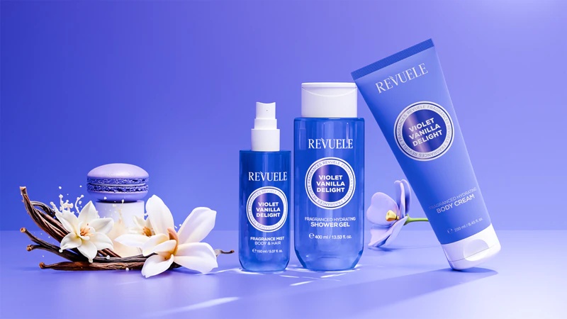 Revuele Violet Vanilla Delight mitrinošā dušas želeja