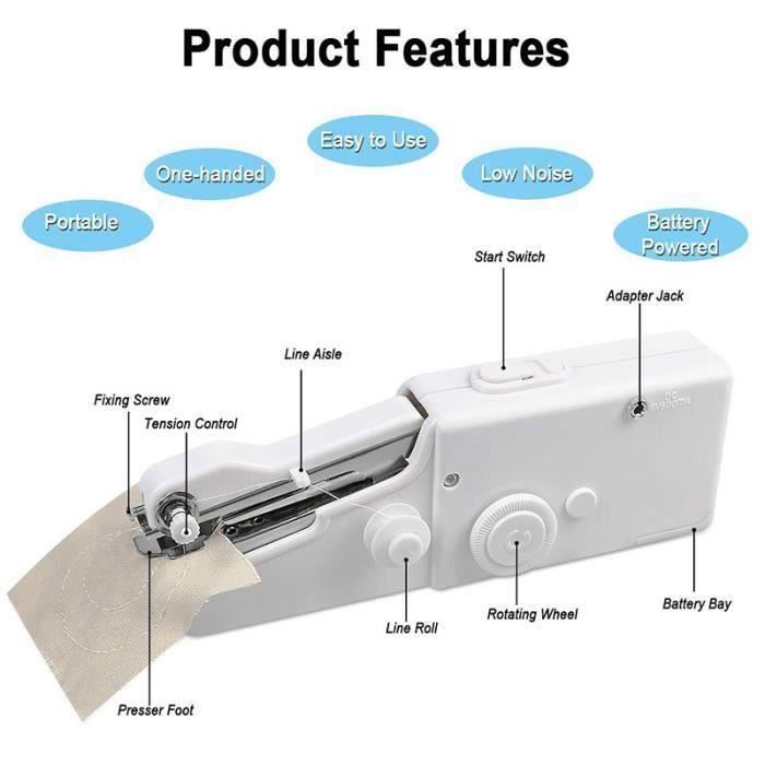 Máquina de coser portátil - YYV - Mini máquina de coser - Compacta - Práctica - Ideal para telas