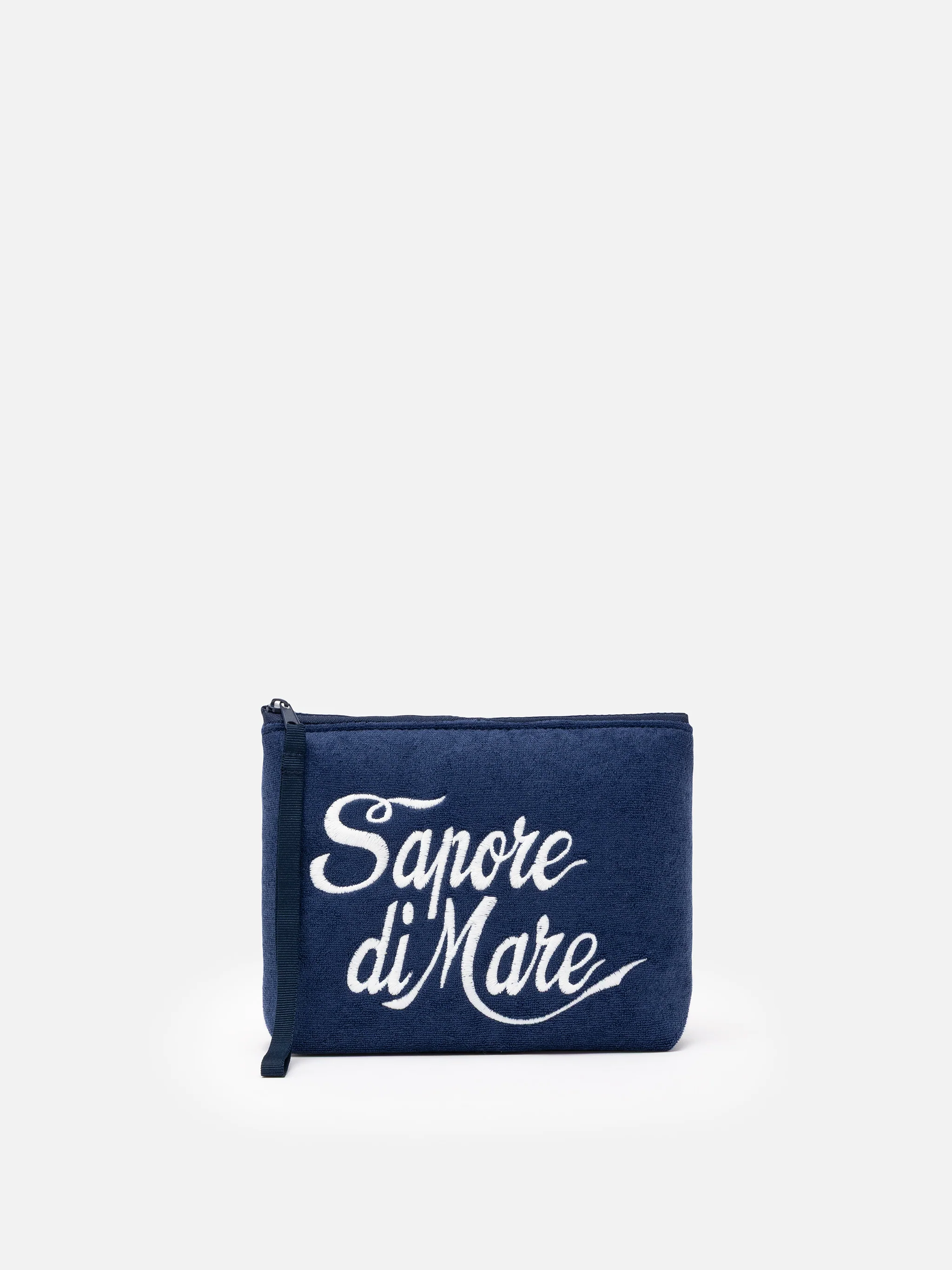 Pochette Aline in spugna blu con ricamo Sapore di Mare | SAPORE DI MAR