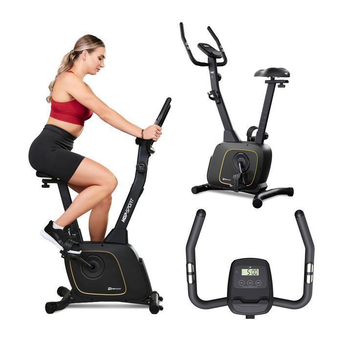 Hop-Sport Connected Hometrainer, 8 niveaus magnetische weerstand HS-3000H Nexon, Bluetooth en Kinomap, max. 120 kg, zwart