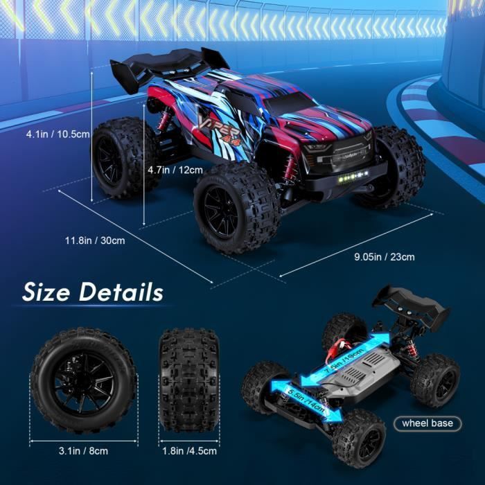 Auto telecomandata in scala 1:16 da 50 km/h per adulti, auto RC 4WD, monster truck RC a 2,4 GHz, buggy RC, 2 batterie per adulti e bambini