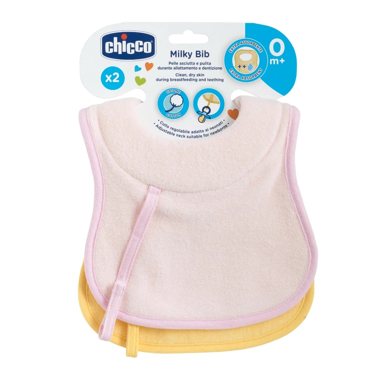 CHICCO Chicco Lätzchen ab 0 Monaten, 2 Stück, rosa