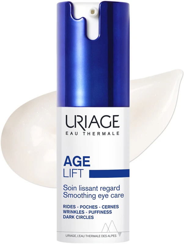 Uriage Age Lift izlīdzinošā acu zona ar retinolu, kas samazina smalkās līnijas un kontūras.