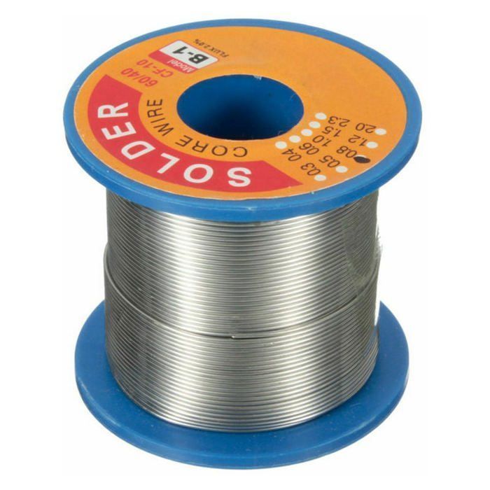 Carretel de solda de 250g, estanho-chumbo 60/40 - fio de 0,8mm com núcleo de resina - Soldagem eletrônica, circuitos e placas de circuito impresso.