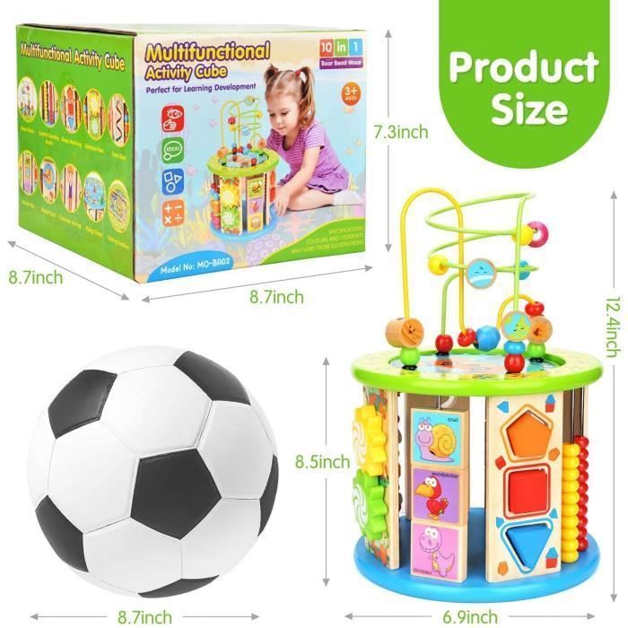 Cubo de actividades de madera multifuncional 10 en 1, juguete educativo interactivo, regalo para juegos de aprendizaje temprano.