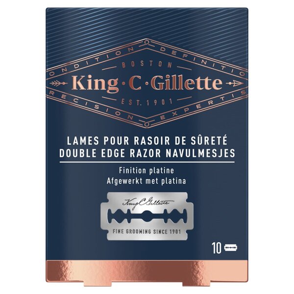 Maquinilla de afeitar de doble filo King C. Gillette Navulmesjes<br>10 stuks