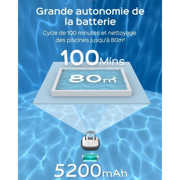 Robot de piscine - WYBOT - Osprey 200 Max - Autonomie 100 min - Nettoyage du fond - Sans fil