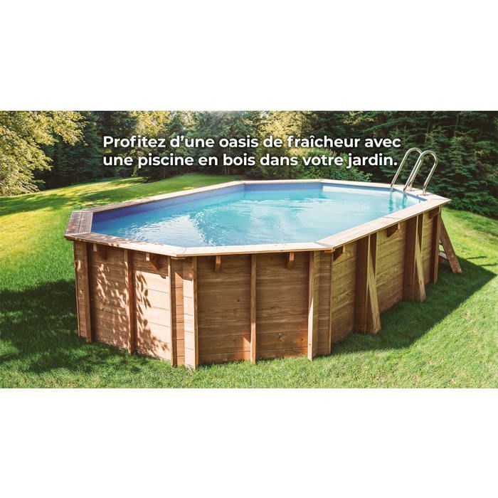 Piscina de madera Vermela 6,72 x 4,72 x 1,46 m - Gris