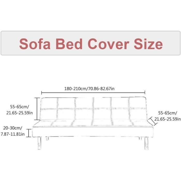 Capa para sofá Click Clack 140x190cm, capa elástica para sofá Click Clack de 3 lugares, sem braços, capa para sofá Click Clack, cinza