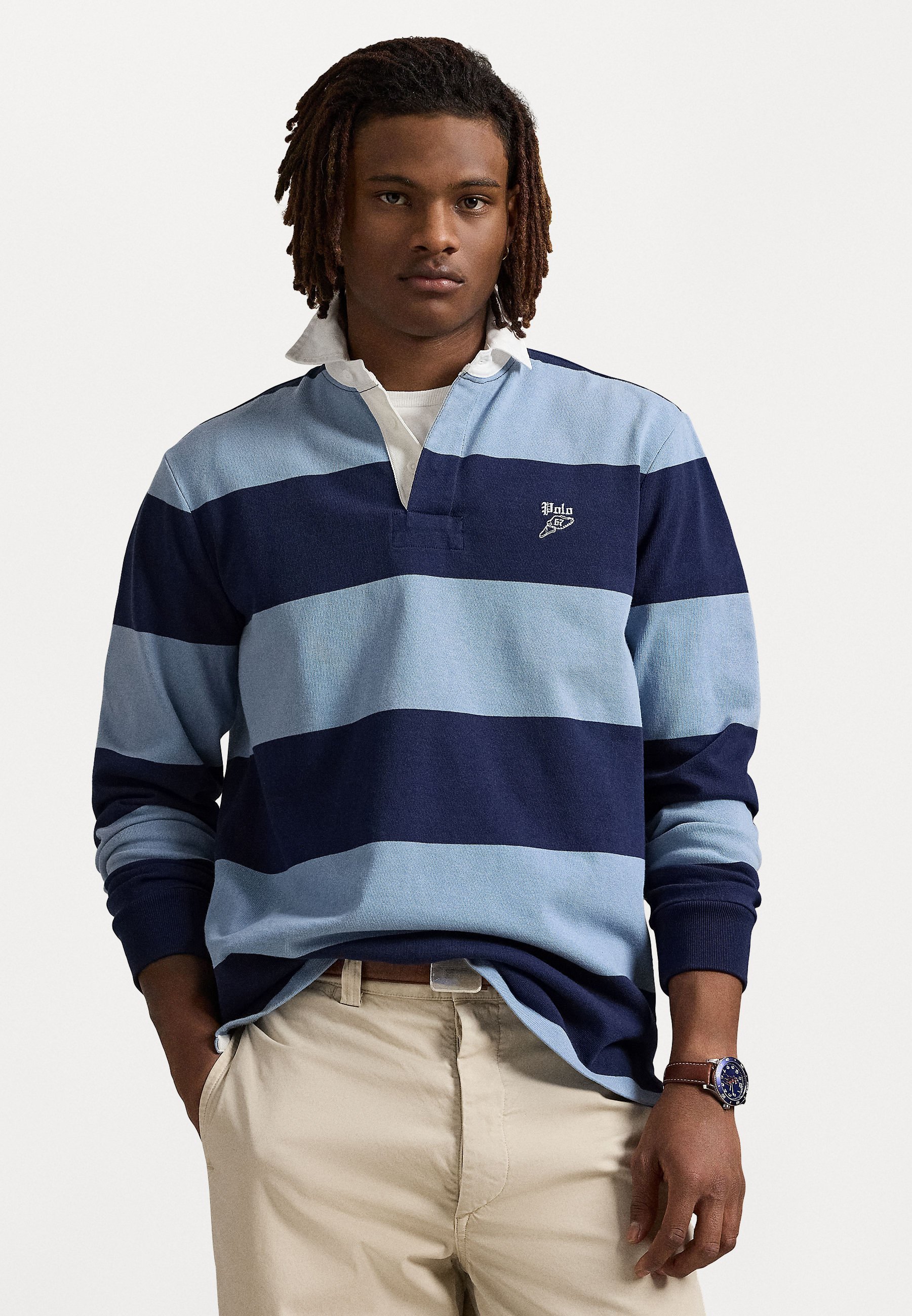 Camisa de rugby Polo Ralph Lauren Classic Fit bordada - Camisa de manga comprida - azul-canal/azul-marinho Newport