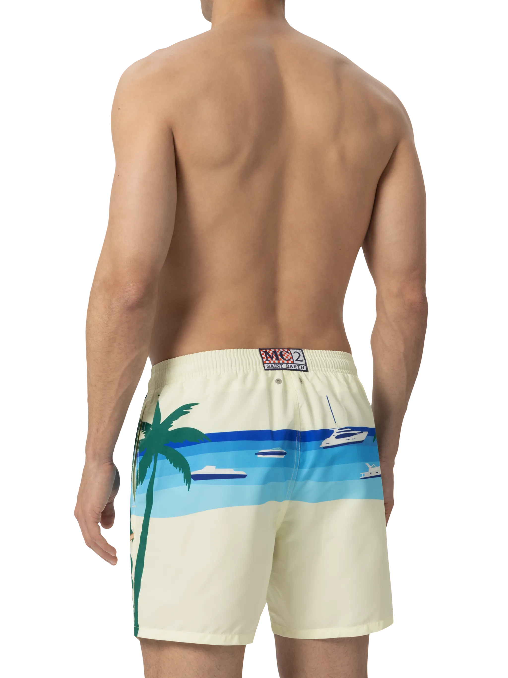 Gustavia midi-badpak met print van een ansichtkaart van Formentera
