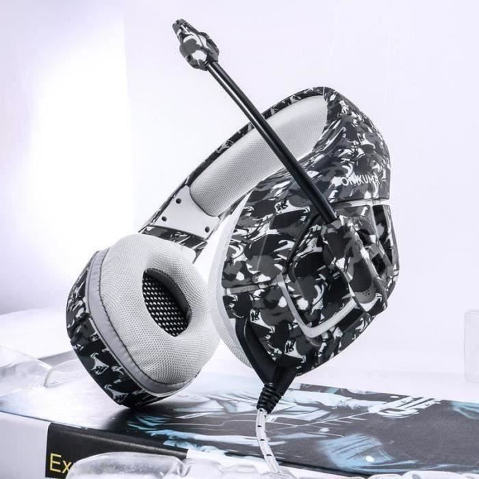 Auriculares plegables JL con micrófono, auriculares estéreo con cancelación de ruido, auriculares para juegos color gris camuflaje - JLCYD821CA1848