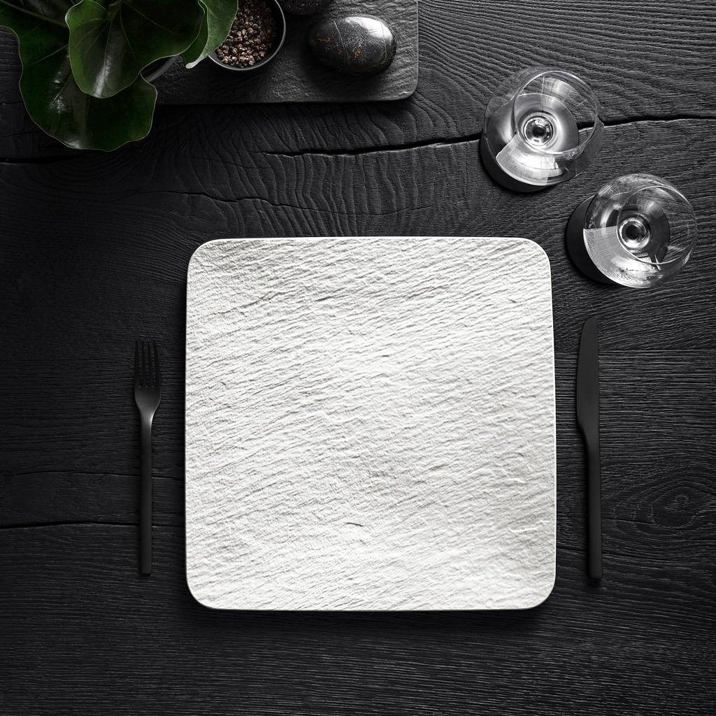 Villeroy & Boch servēšanas šķīvis, kvadrātveida/gardēžu šķīvis, modelis Rock blanc - 1 gab.