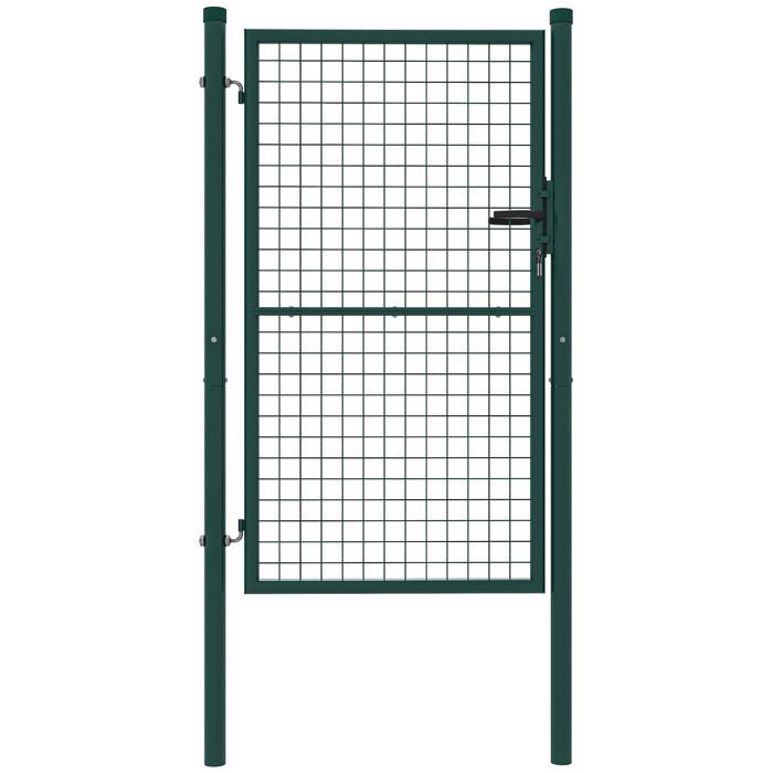 Portillon de jardin - Outsunny - avec serrure, clés et poignée - en acier - 97 x 200 cm - pour extérieur - vert