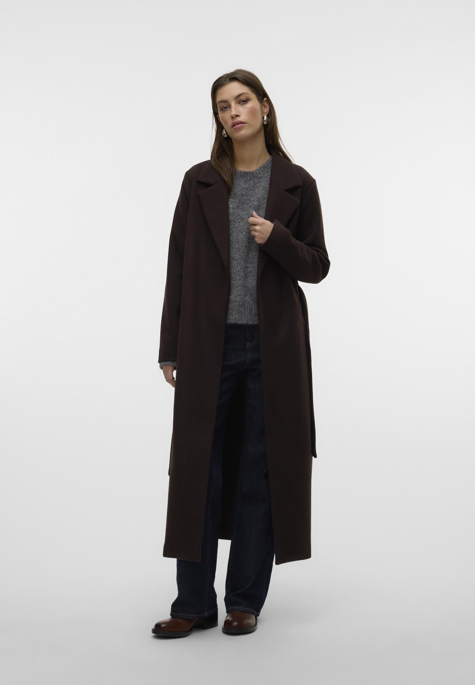Vero Moda VMFORTUNEAYA LONG - Classic coat - chocolate torte
