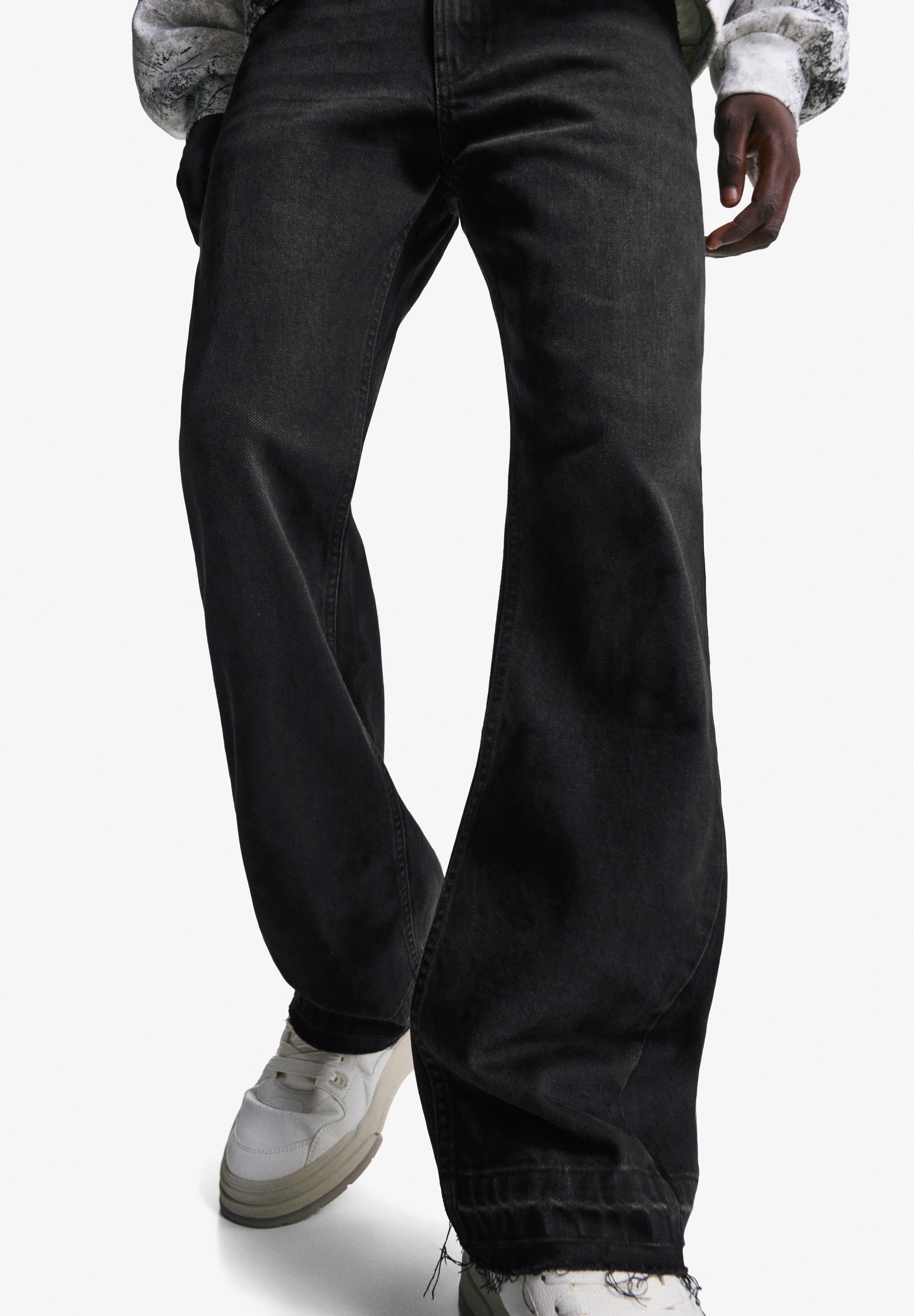 Jeans Bershka a gamba dritta - neri