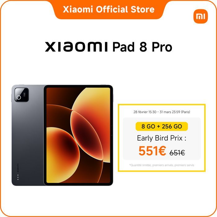 Xiaomi Pad 8 Pro Gris 8GO 256GO Processeur Snapdragon® 8 Elite
