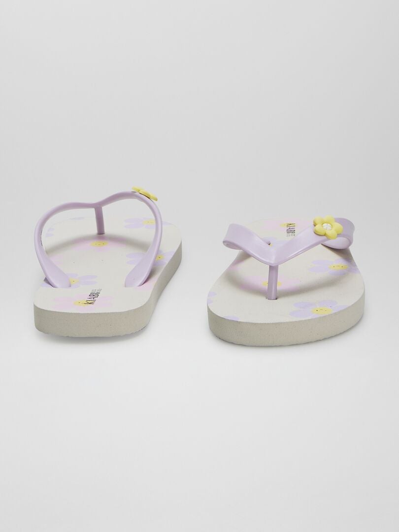 Bloemen teenslippers - BEIGE