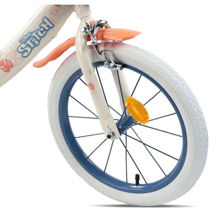 Vélo enfant 16'' STITCH / DISNEY  pour enfant de100 cm à 125 cm avec 2 freins, panier, porte poupée et Casque inclus