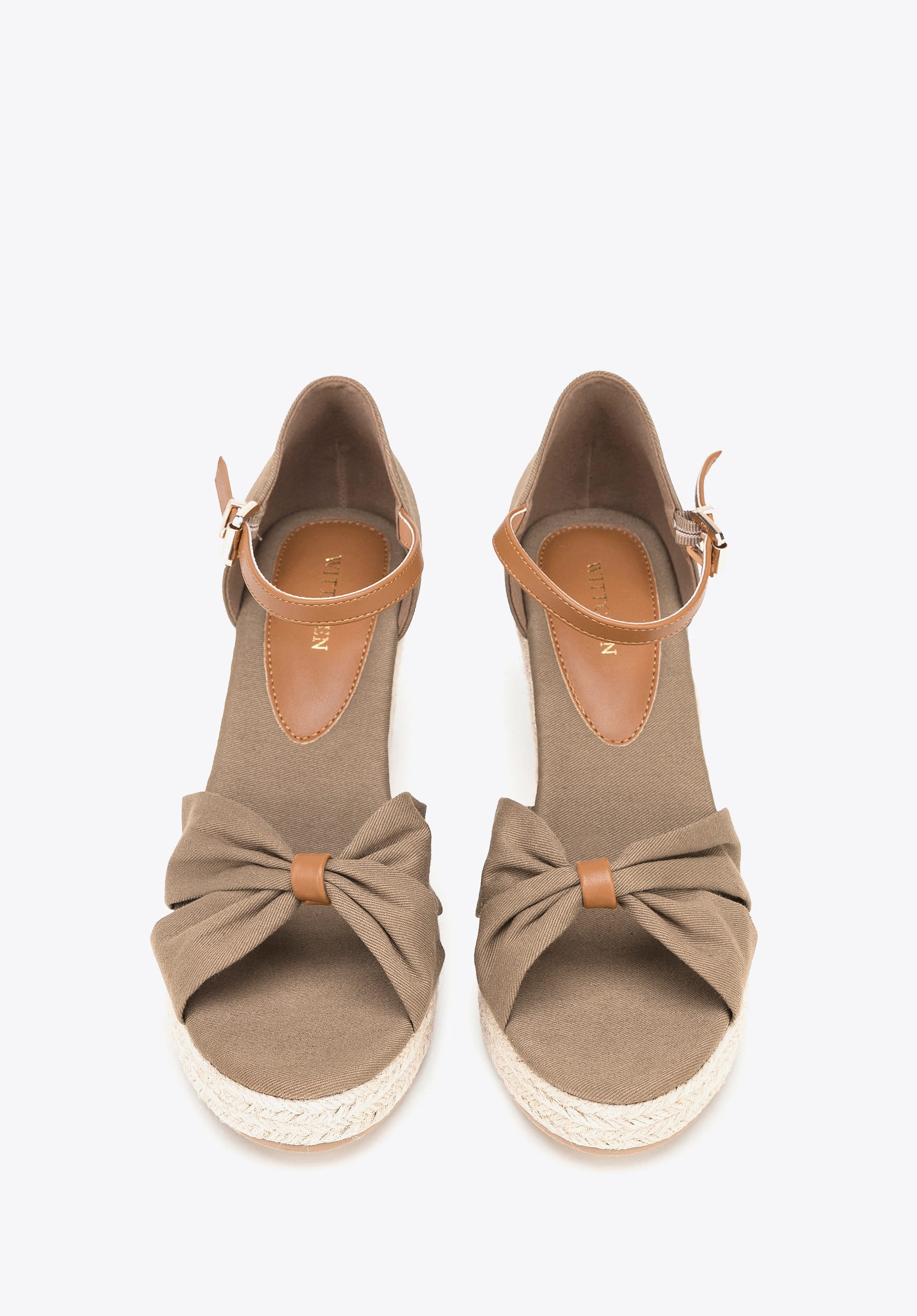 Damskie espadryle z kokardą z przodu khaki