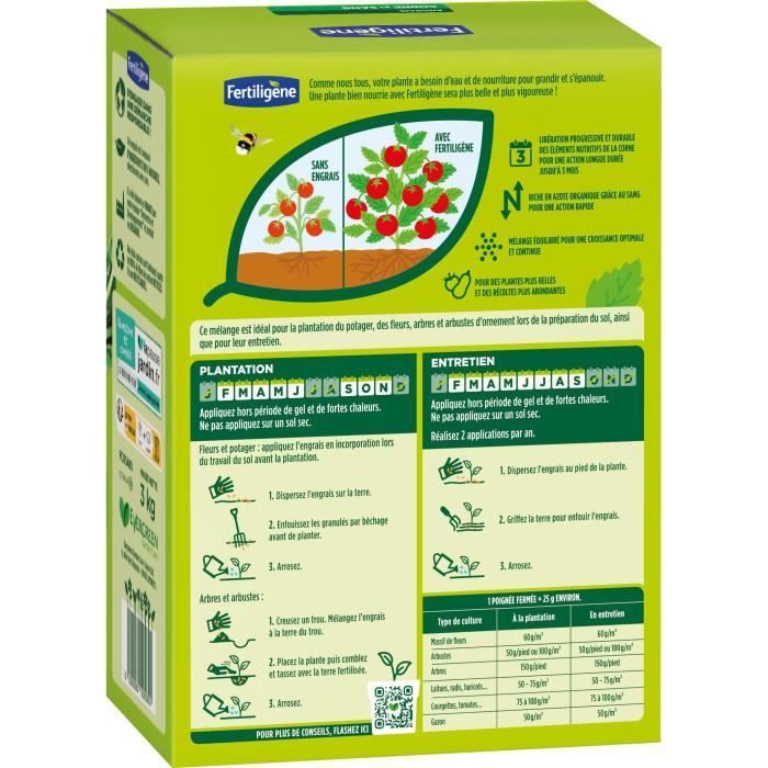 FERTILIGENE FCOSAN3 - Fertilizante de cuerno y sangre 3 kg - Acción rápida y duradera - Nutre hasta por 3 meses - Fertiliza hasta 60 m²