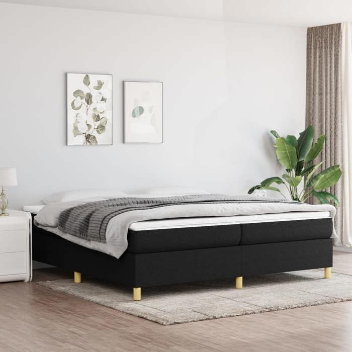 Nero 200 x 200 cm - Letto in legno - Portata massima 150 kg - Struttura letto a molle nera 200x200 cm, tessuto 005_889756