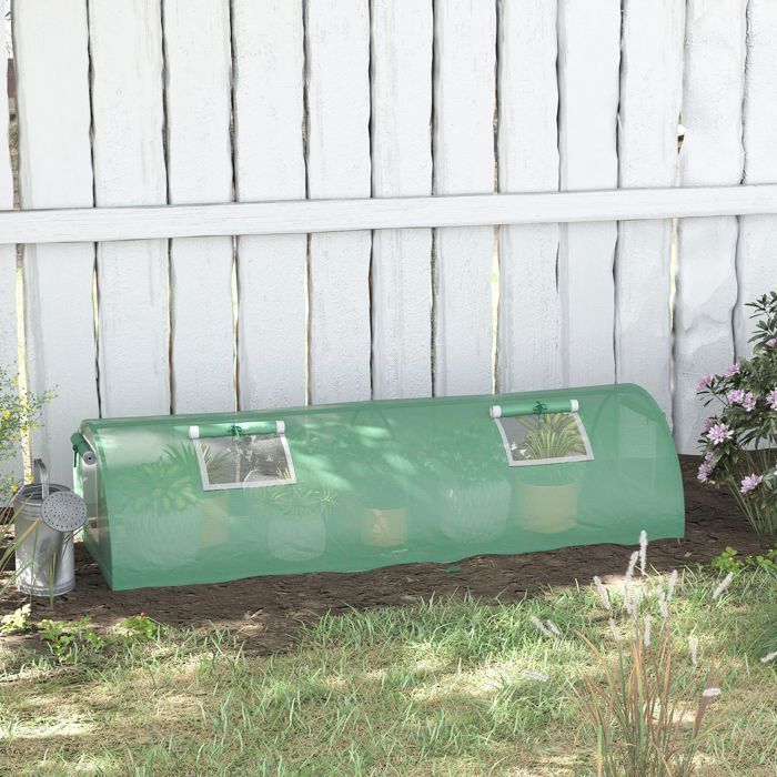 Mini Estufa Túnel - Outsunny - 4 Portas de Enrolar em Tela - Aço PE de Alta Densidade 140 g/m² Resistente a UV - 200x80x45cm - versão