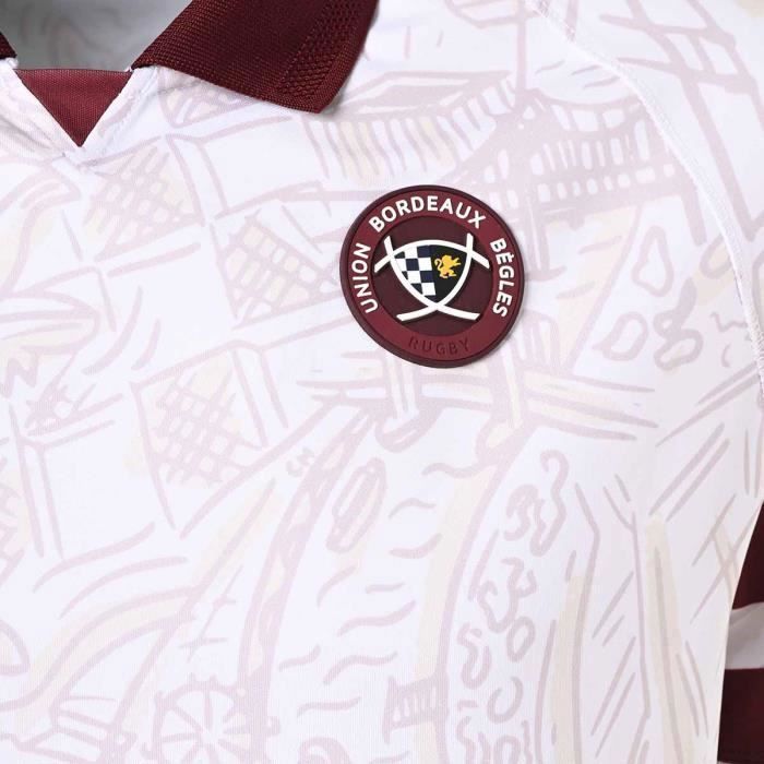 Maillot de rugby - Kappa - Kombat Away UBB 24/25 - Garçon - Blanc - Respirant - Manches courtes
