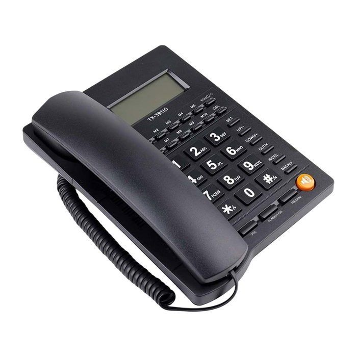 Multifunction Corded Landline Phone with LCD Screen / M1 to M10 Keys Black