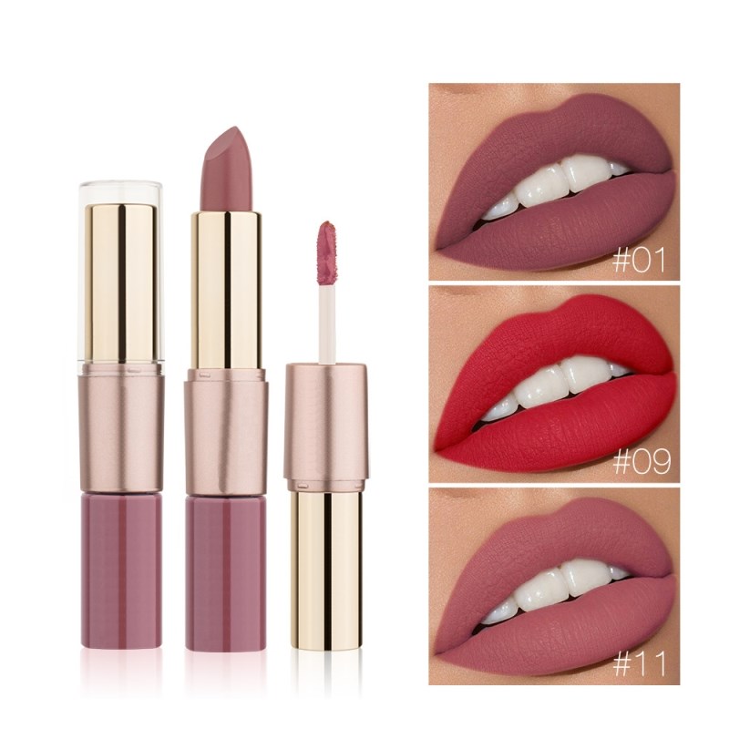Rouge à lèvres mat 2 en 1, maquillage des lèvres, cosmétiques, waterproof, Pintalabios Batom Mate, gloss à lèvres, rouge, 12 couleurs au choix