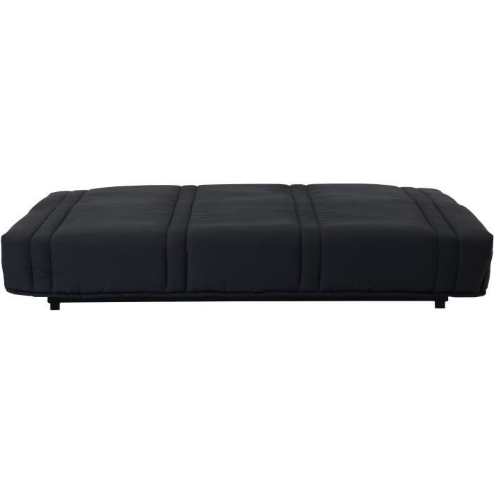 Divano letto a 3 posti con meccanismo click-clack - Tessuto nero - Stile contemporaneo - L 193 x P 92 cm - LENA