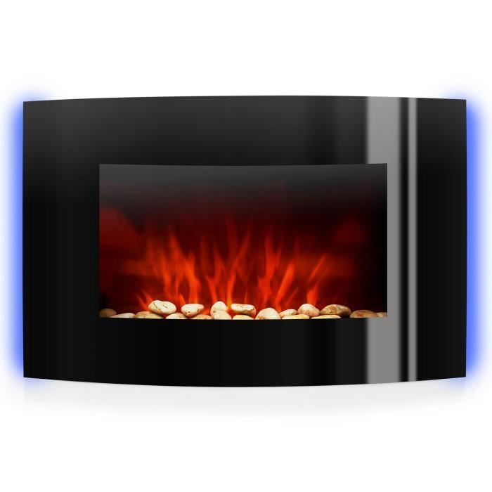Chimenea eléctrica mural - Klarstein Lausanne - 2000 W - Efecto llama LED - Negra