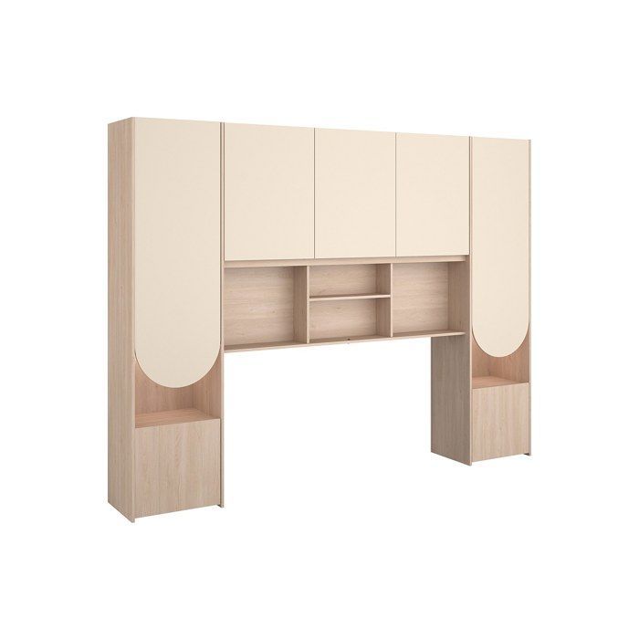 Ponte de cama com arrumação – Com LEDs – C266 cm – Bege e natural – DOMELITO