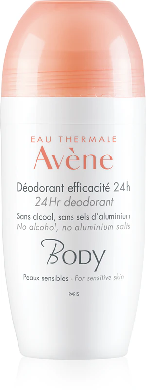 Desodorante roll-on Avène Body 24H para pele sensível.