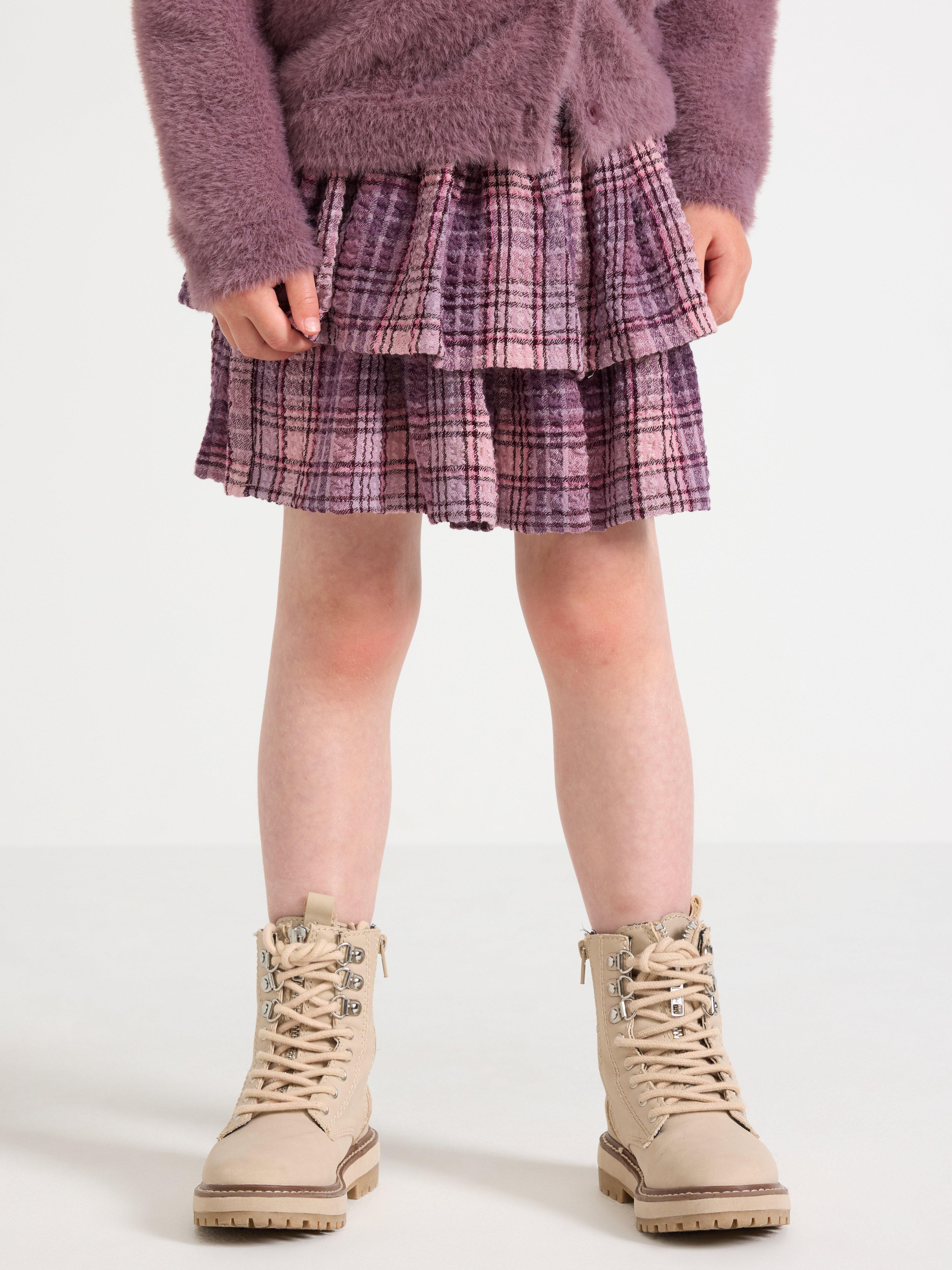 Rutig volangkjol Dusty Pink
