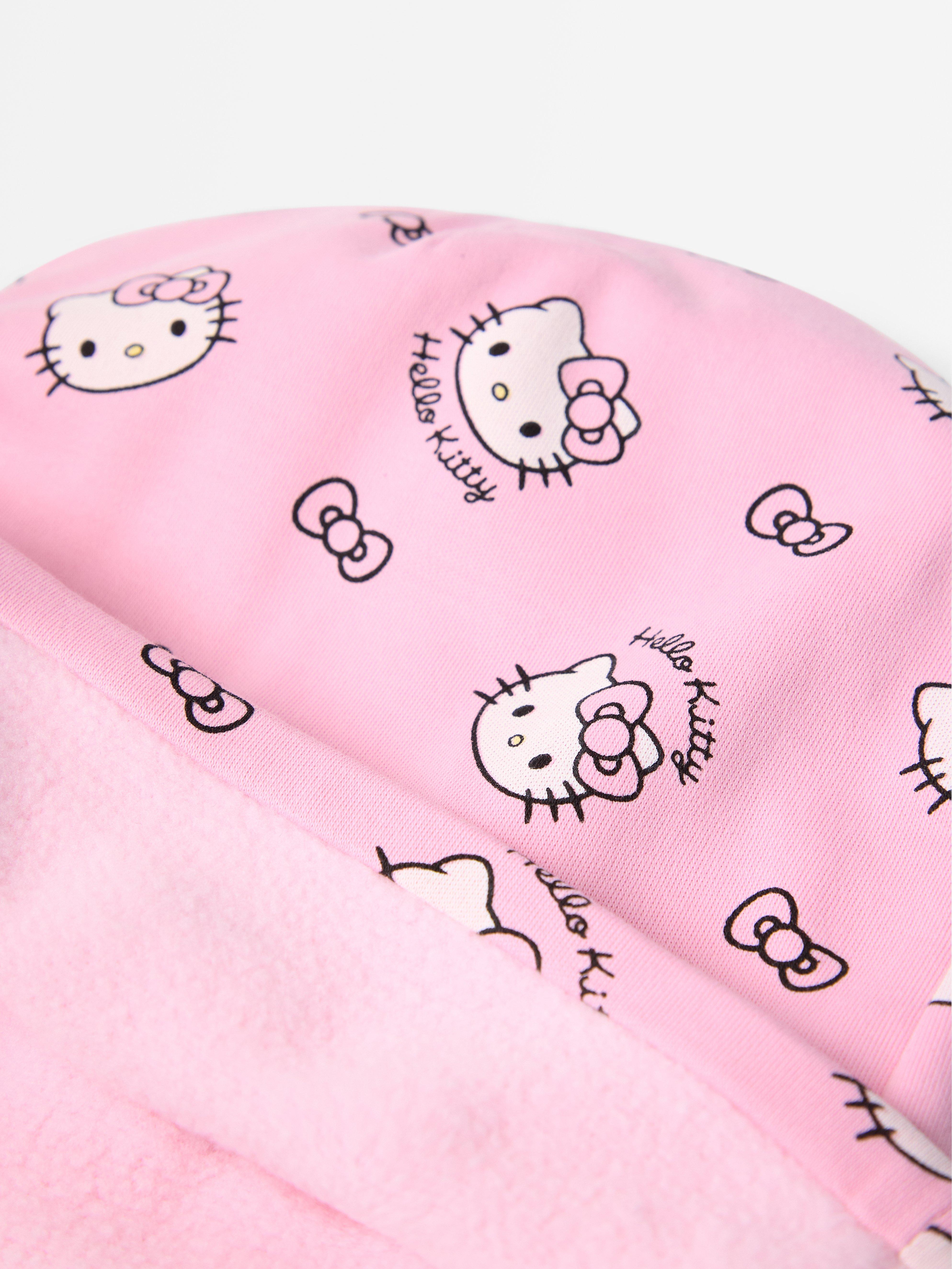 Gorro Hello Kitty com forro de lã, rosa claro.