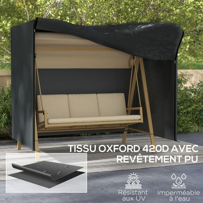 Telo di copertura per altalena da giardino - Outsunny - 220x125x172 cm - Tessuto Oxford - nero