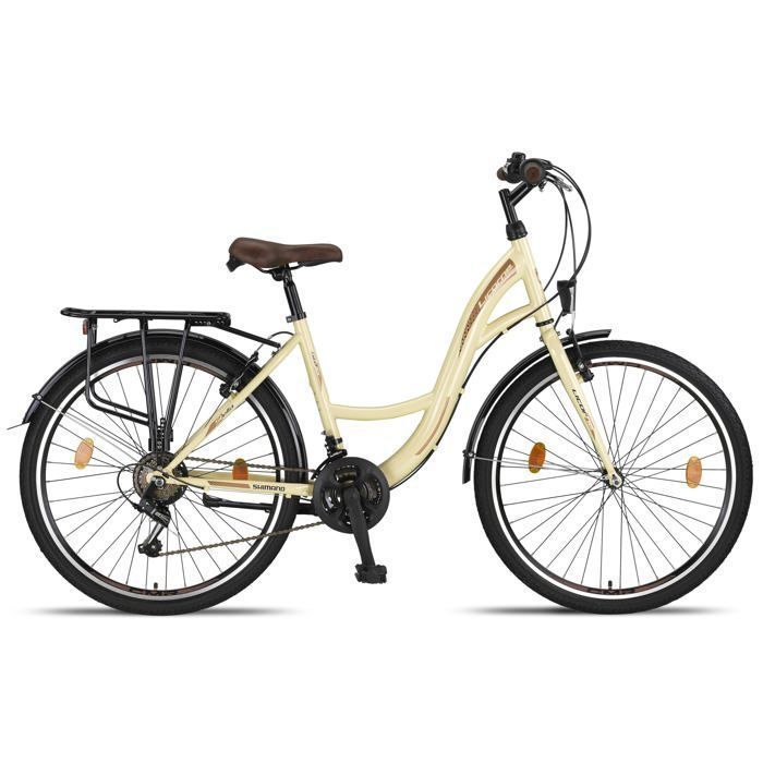 Licorne Bike Stella Premium Vélo de Ville – Vélo Hollandais Confortable,  (Beige 26)