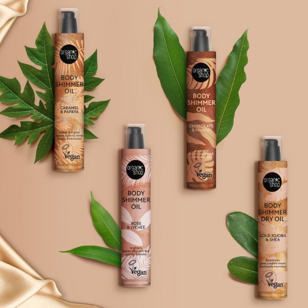 Organic Shop Třpytivý suchý olej s třpytkami zlata, jojobou a bambuckým máslem 100ml