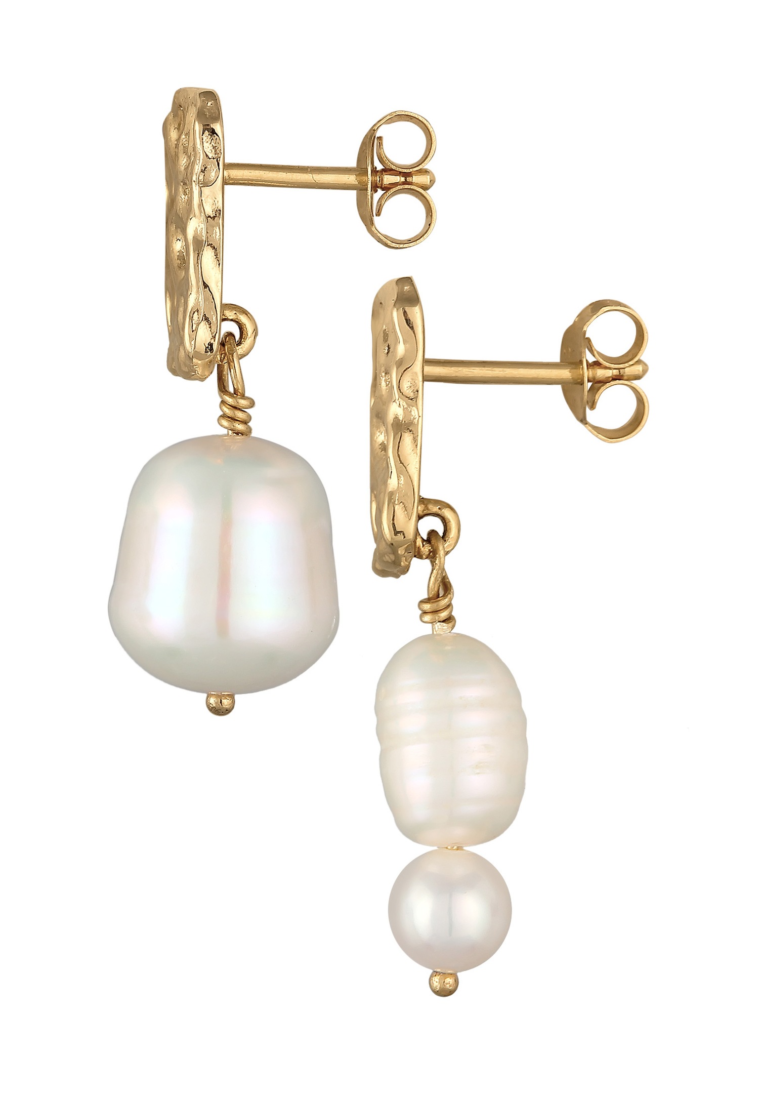Elli PREMIUM Elli PREMIUM Boucles d'oreilles Femmes clous d'oreilles style organique baroque avec perles de culture d'eau douce en argent sterling 925 plaqué or