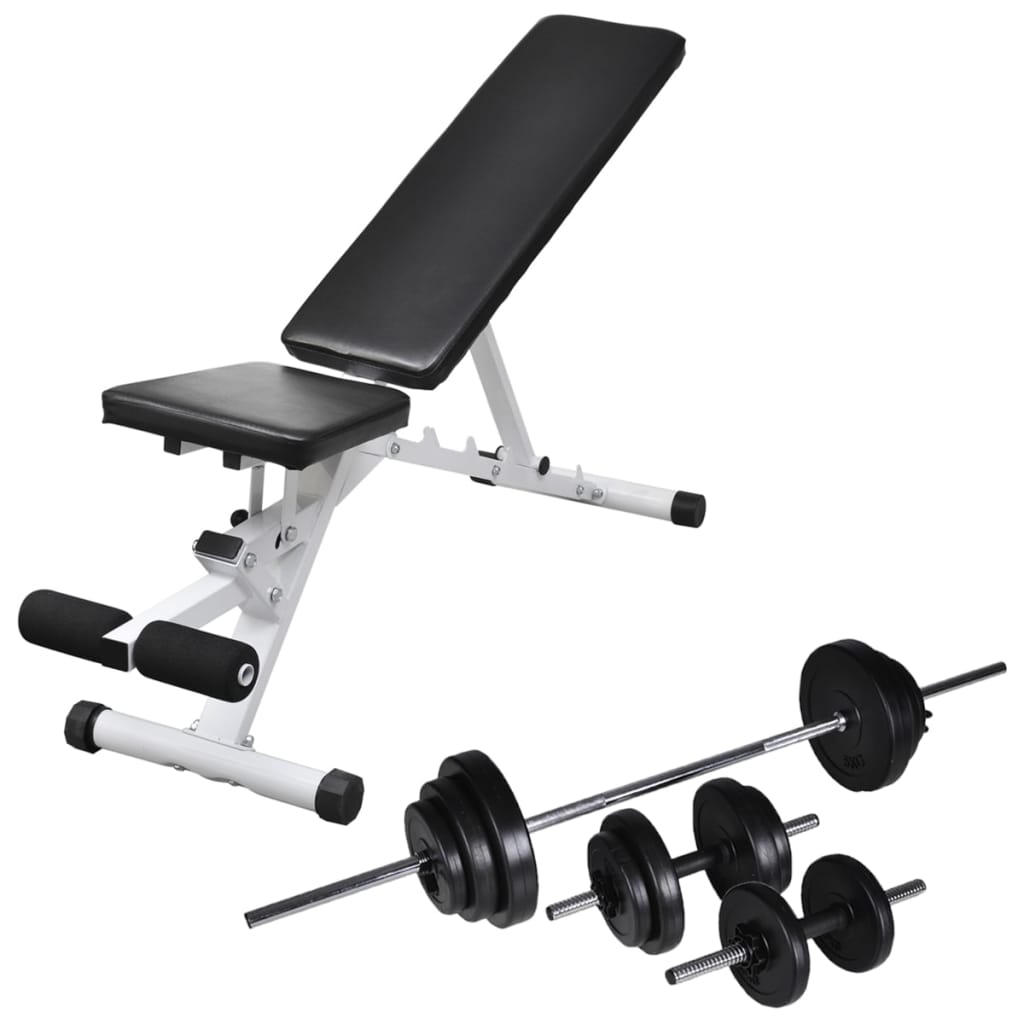  Vidaxl Trainingsbank mit Gewichtsset und Kurzhanteln 30,5 kg