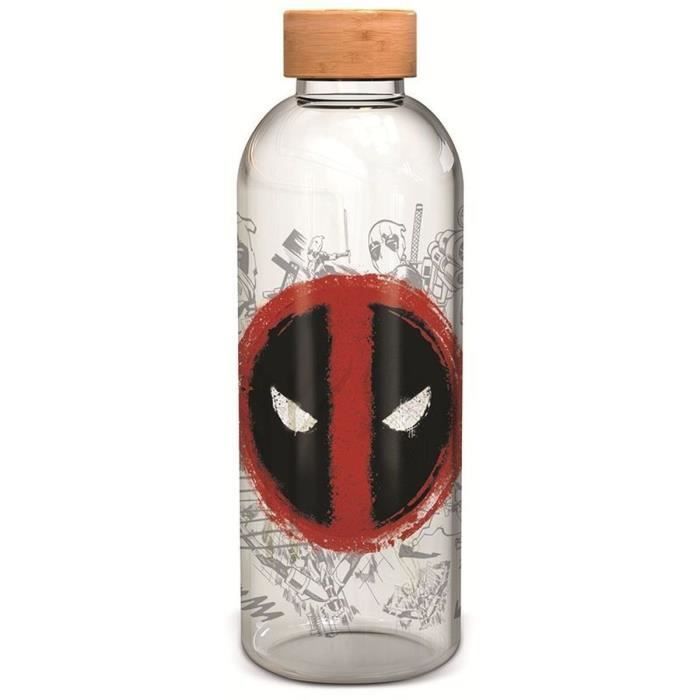 STOR - Deadpool - Large Bottle - Glass with Silicone Sleeve - Reusable - 1030 ml
