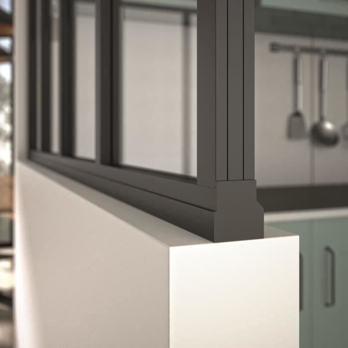 Kit de techo fijo de cristal - ÓPTIMO - Aluminio - 2 paneles - 117 x 69,5 cm - Negro arenado