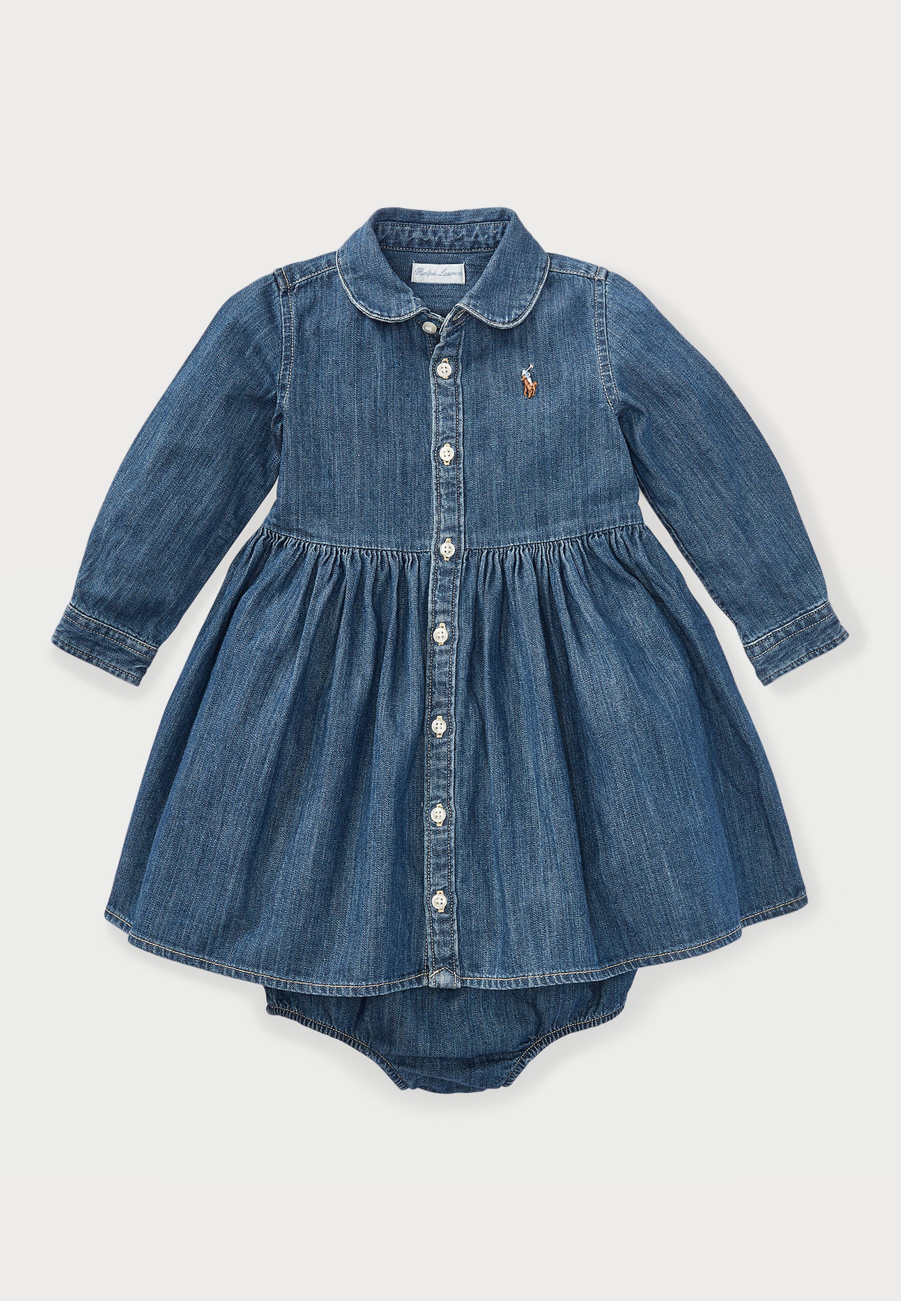 SHIRRED DENIM SHIRTDRESS & BLOOMER - Dongerikjole - indigoPolo Ralph Lauren